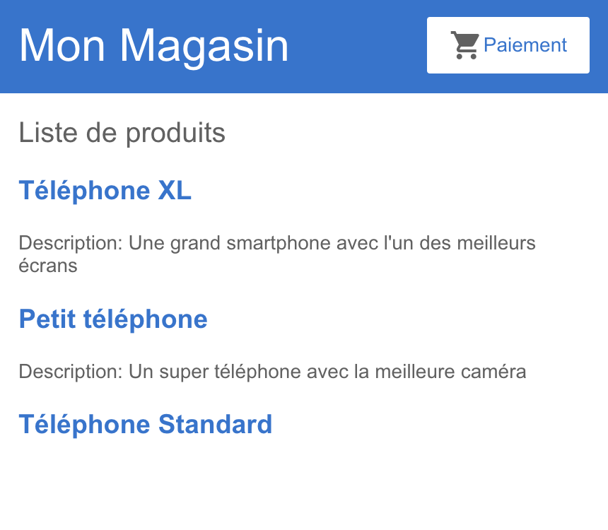Les descriptions de produits sont ajoutées à la liste