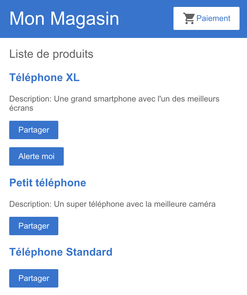 Les boutons Notifier sont ajoutés à la liste